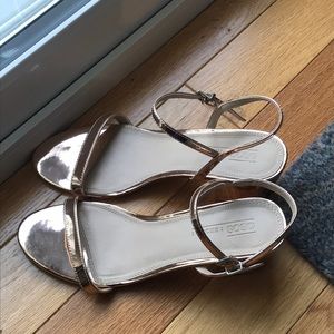 Rose gold ASOS block heel sandals